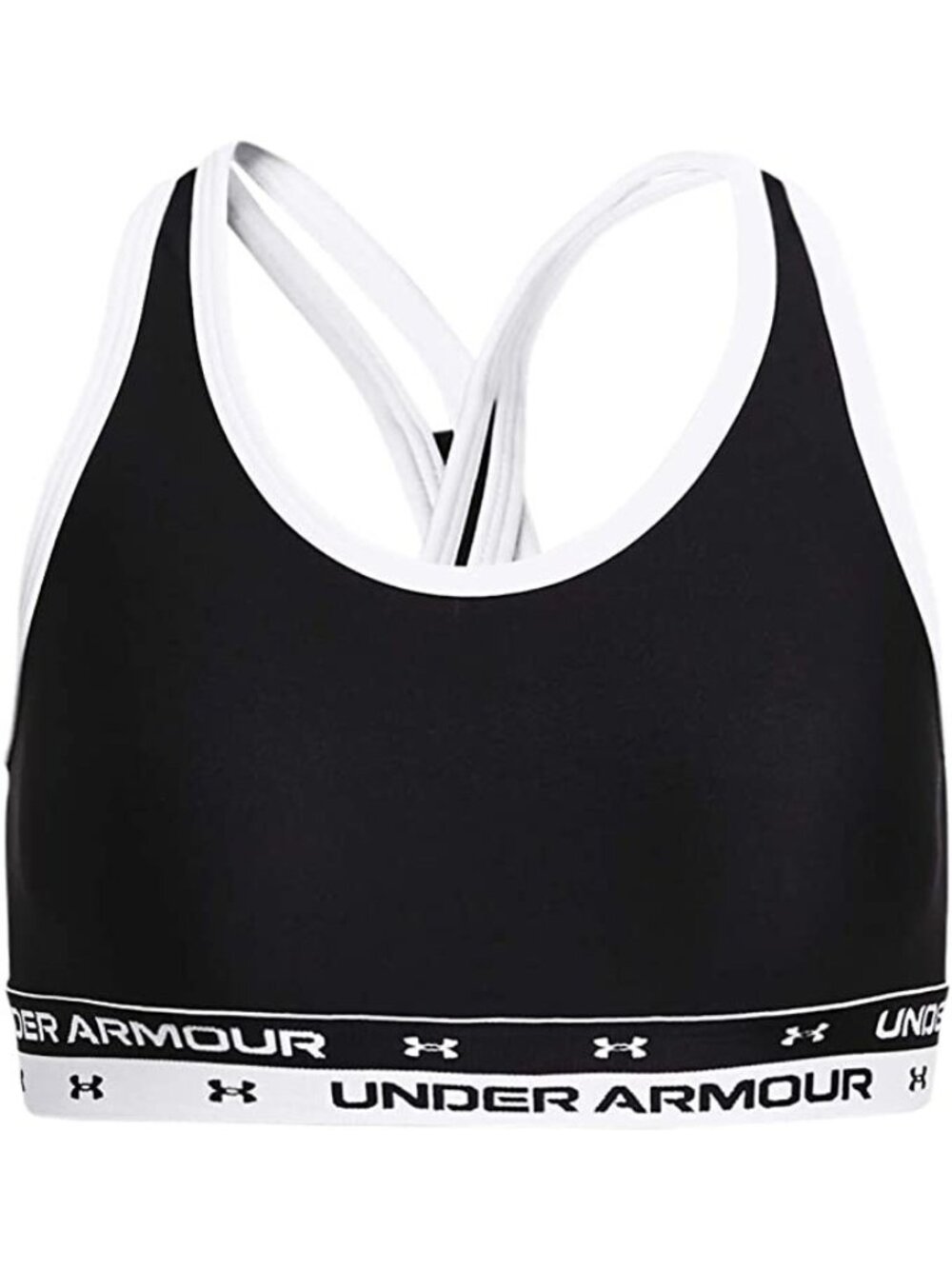 Under Armour Girl's Cross-Back Solid Sports Bra 1364629-001 Black Size Small